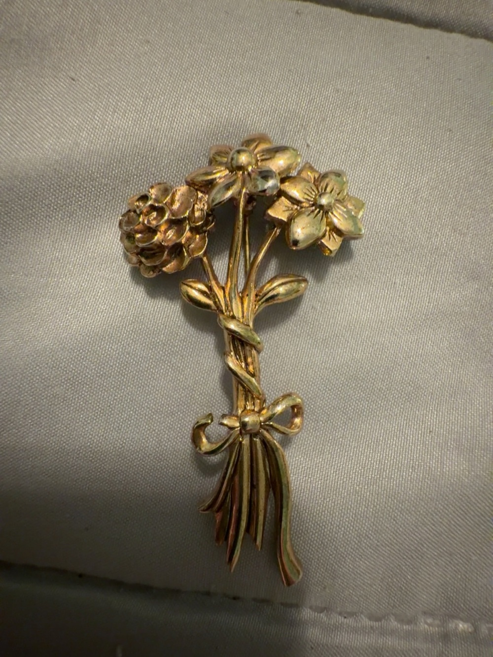 Gold-Tone Floral Bouquet Brooch - Elegant Women's Jewelry